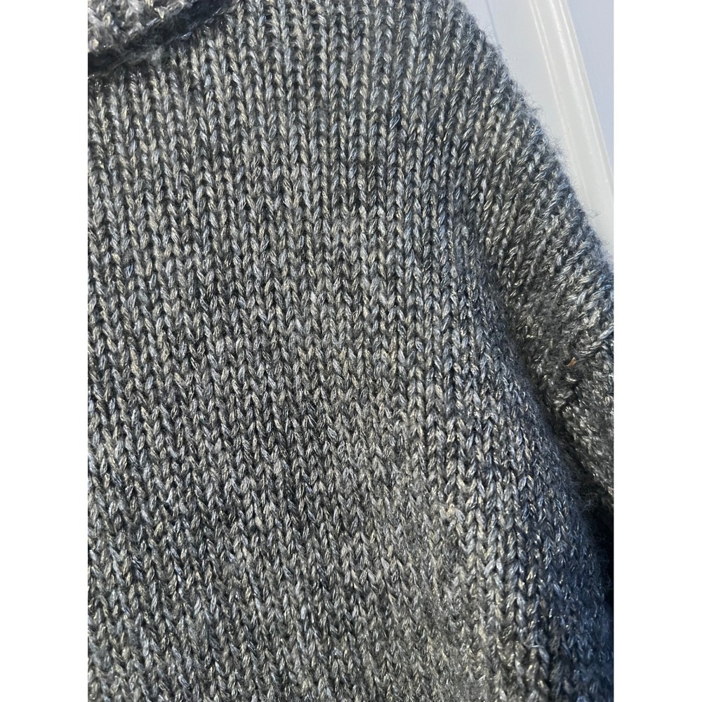 White House Black Market Zip Neck Sweater S Gray Chunky Knit - Picture 7 of 10